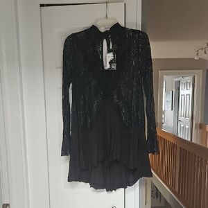 Free People Black Lace Top